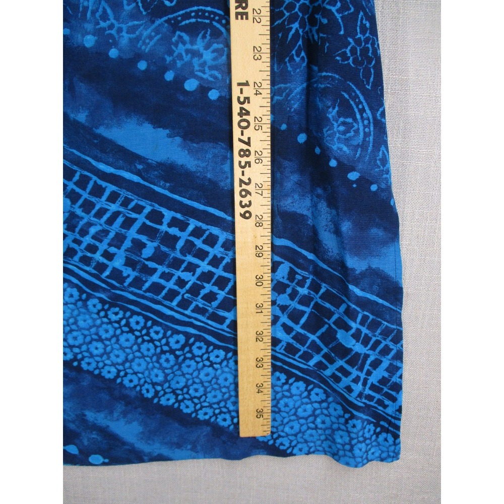Bice Blue Batik Floral Geometric Print Maxi Skirt Womens Size 6 Rayon Boho - Picture 5 of 9
